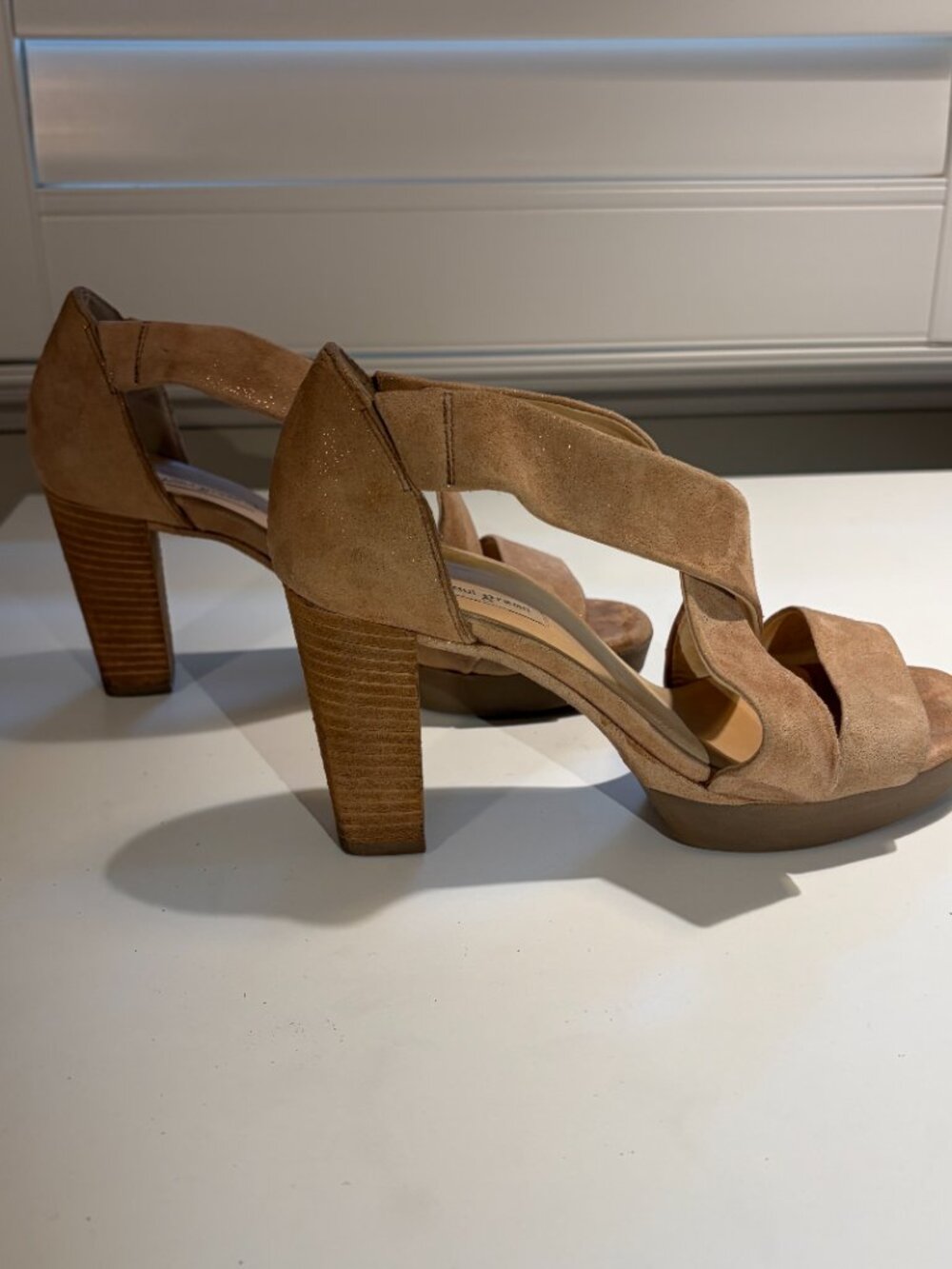 Paul Green Blush Metallic Suede Strappy Heel Sandals UK 5
